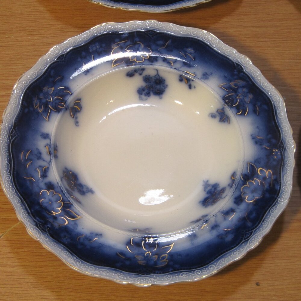 Antique Johnson Brothers  Clayton Flow Blue 9” Soup Plate England